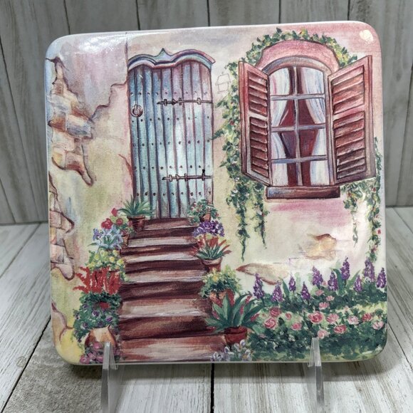 Vintage Noble Excellence Ceramic Tiles Coaster Trivet 6''x6'' - Set Of 2 - Picture 4 of 8